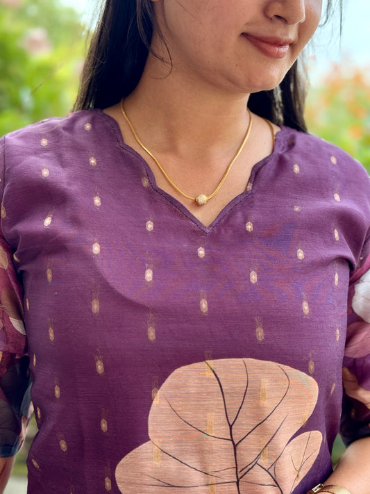 CD2P05 – Plum Grace Chanderi Silk Kurti Set