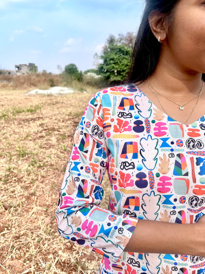 CD017 – Vibrant Abstract Pure Cotton Kurti