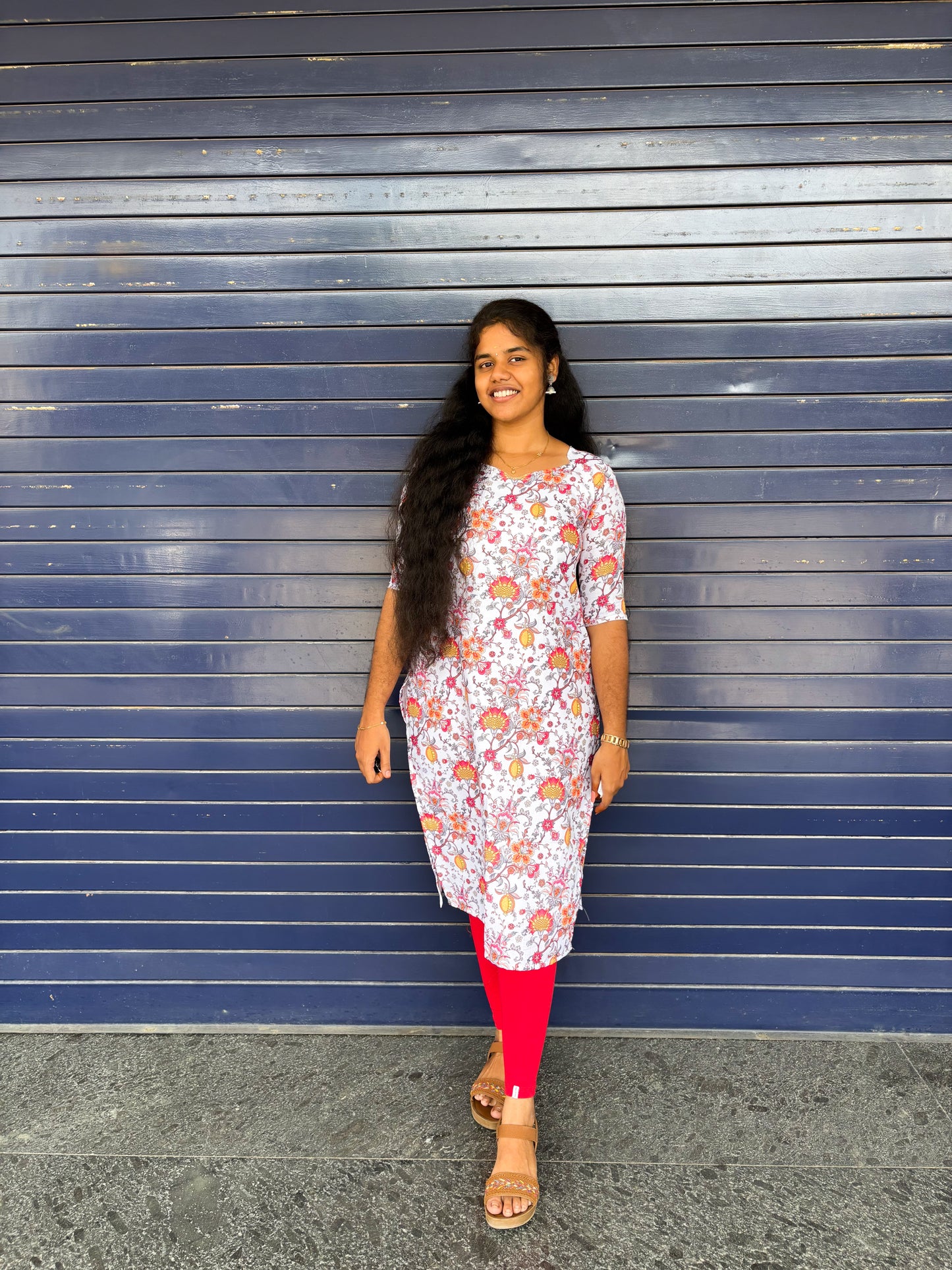 CD021 – Elegant Floral Pure Cotton Kurti