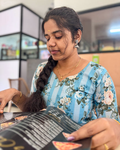 CD012 – Sky Bloom Cambric Cotton Kurti