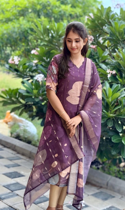 CD2P05 – Plum Grace Chanderi Silk Kurti Set