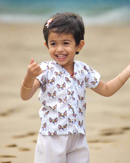 CDK001 – Cartoon Pup Cotton Kids Co-Ord Set