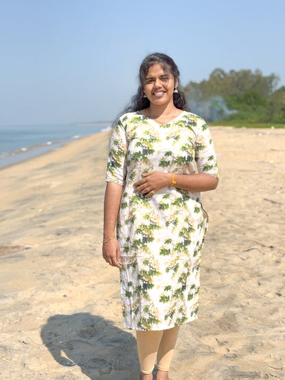 CD014 – Floral Bliss Cambric Cotton Kurti