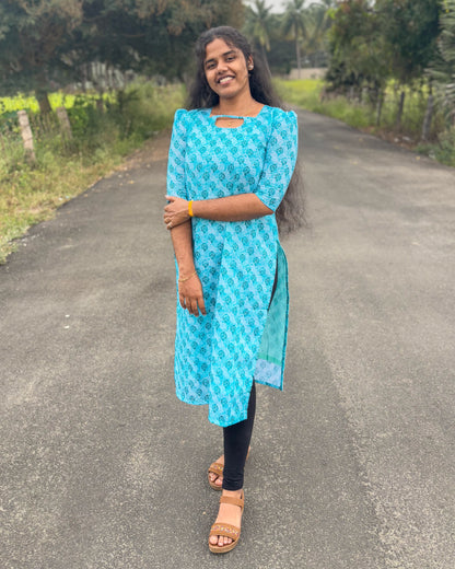 CD013 – Elegant Blue Cambric Cotton Kurti