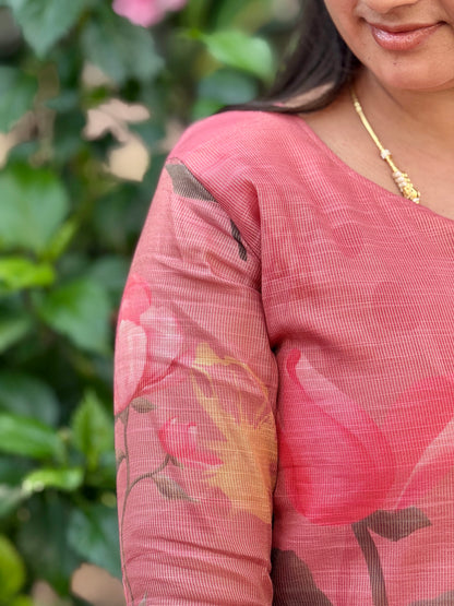 CD2P14 – Rose Blush Kota Tissue Kurti Set