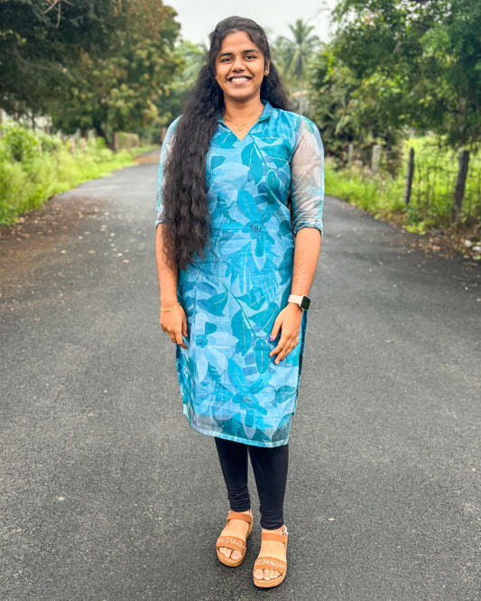 CD005 – Blue Elegance Organza Kurti