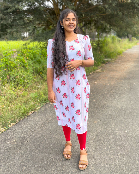 CD007 – Blooming Grace Cambric Cotton Kurti