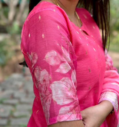 CD2P04 – Rosé Chanderi Silk Kurti Set