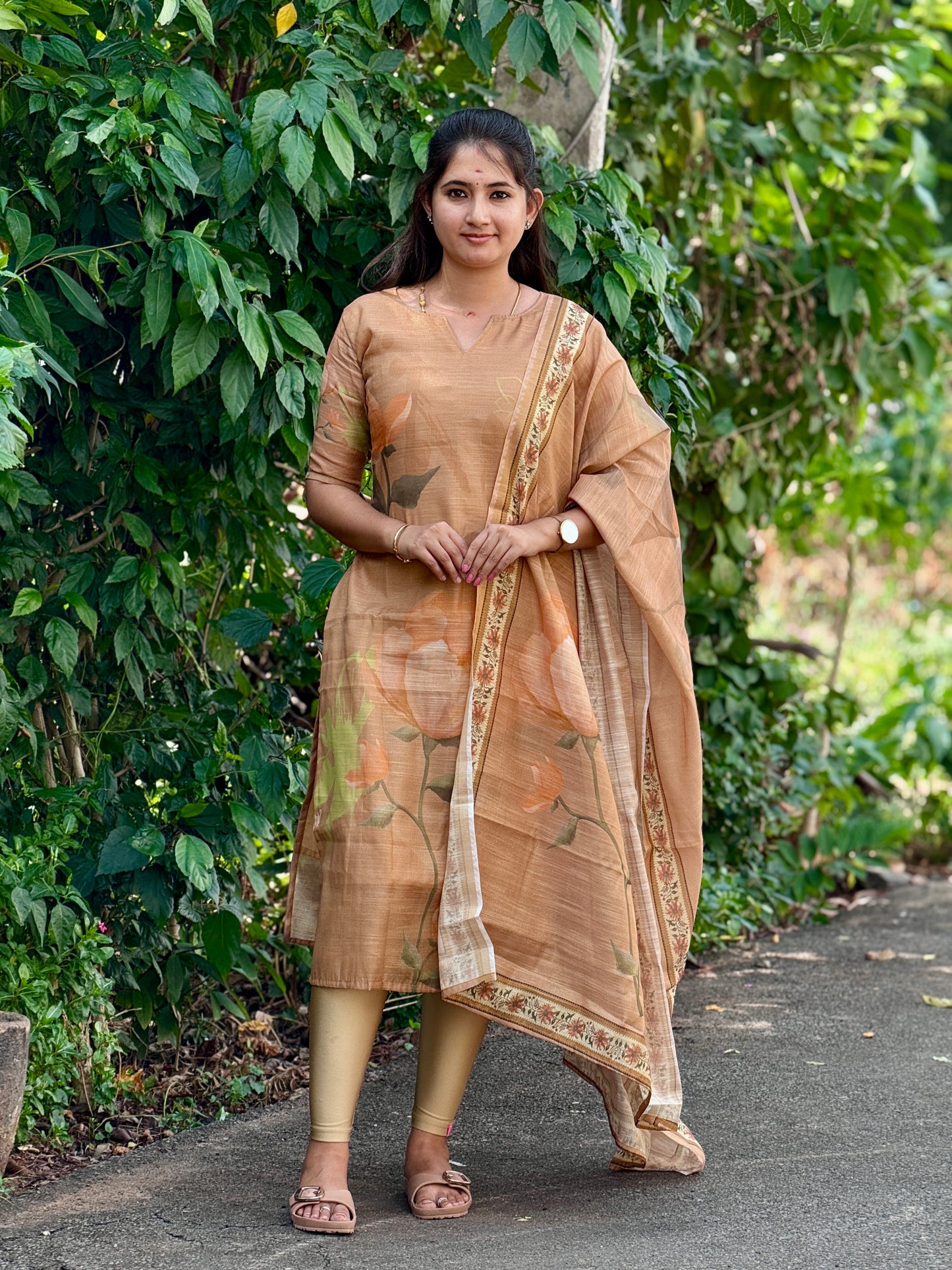 CD2P11 – Warm Sand Kota Tissue Kurti Set