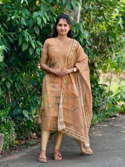 CD2P11 – Warm Sand Kota Tissue Kurti Set