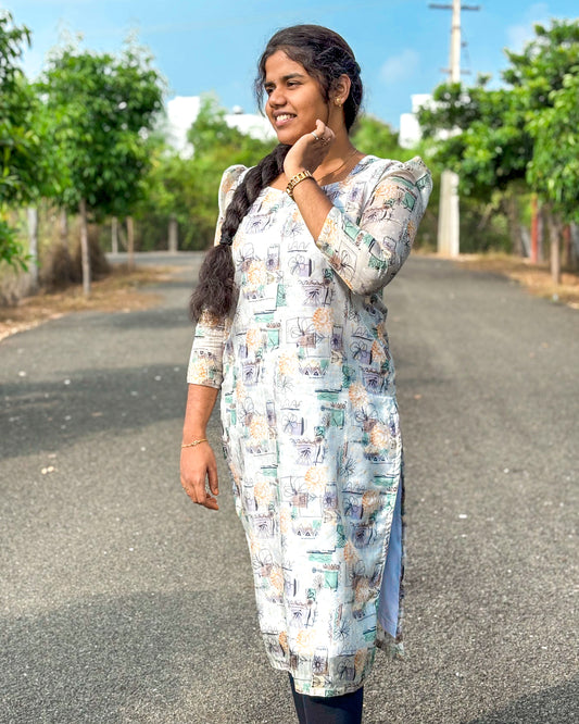 CD003 – Misty Mosaic Jacquard Silk Kurti