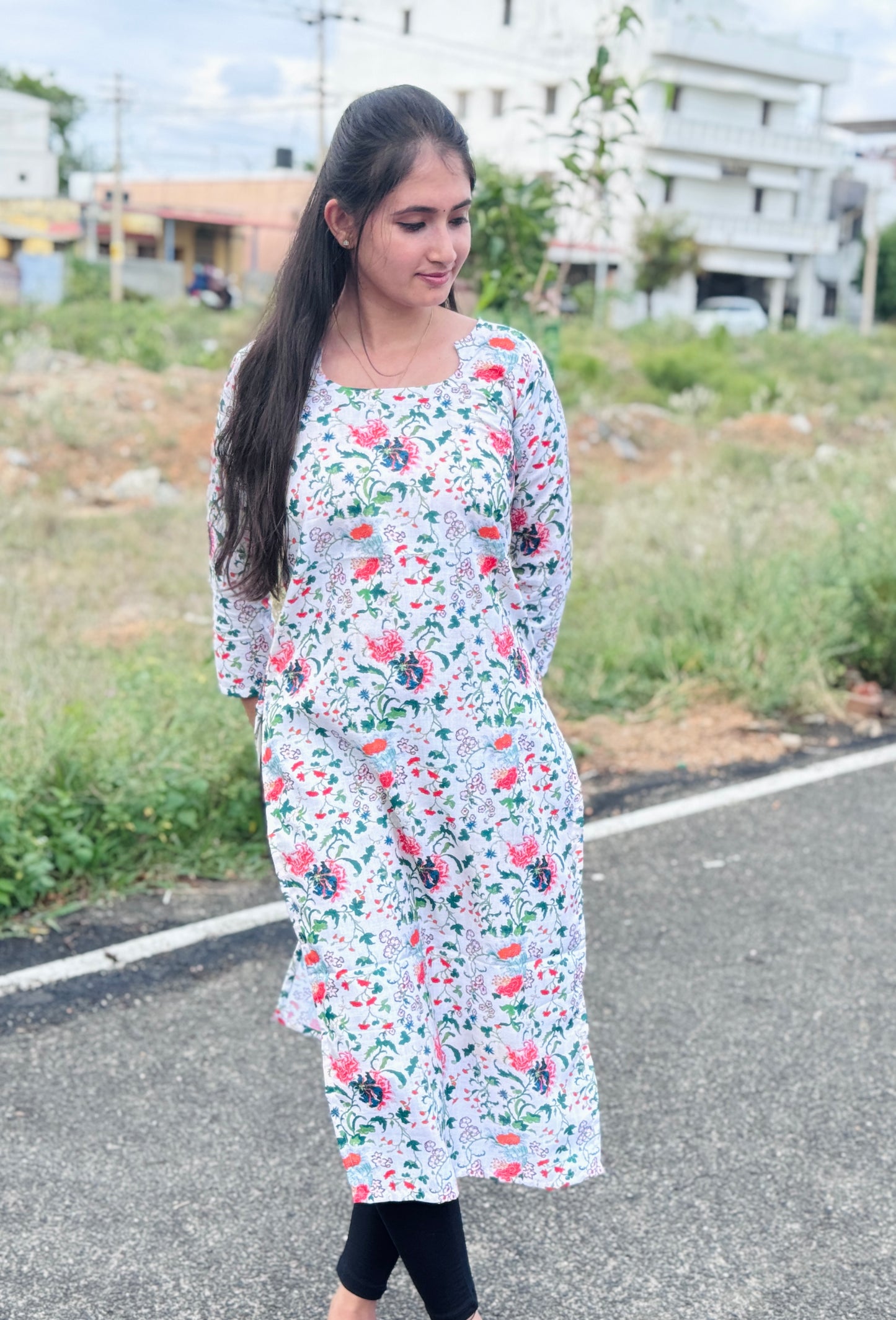 CD031 – Garden Bloom Pure Cotton Kurti