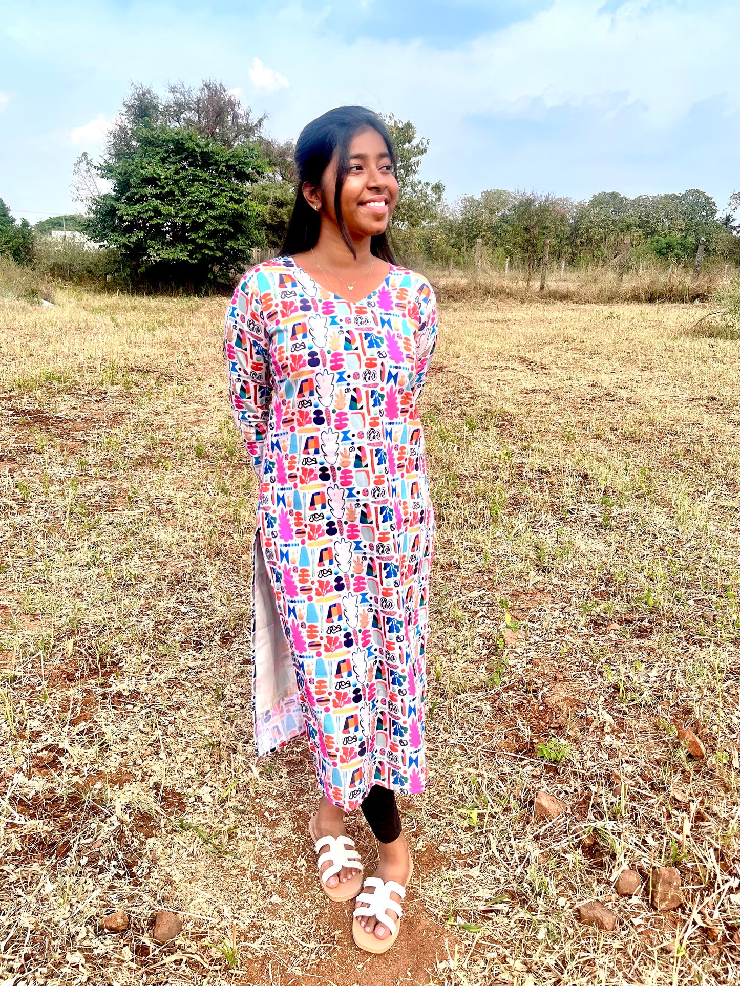 CD017 – Vibrant Abstract Pure Cotton Kurti