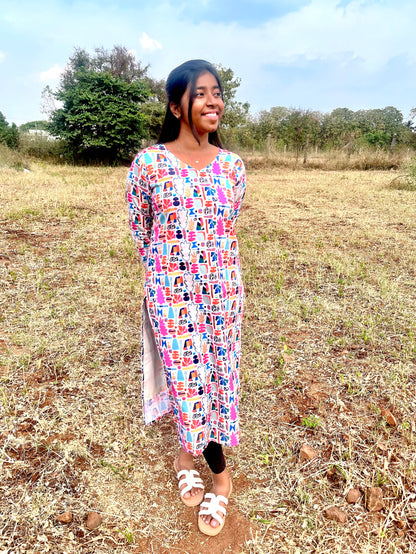 CD017 – Vibrant Abstract Pure Cotton Kurti