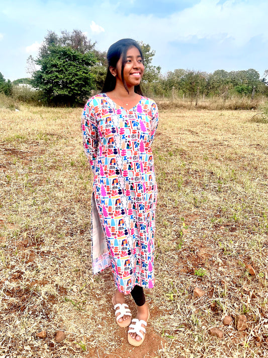 CD017 – Vibrant Abstract Pure Cotton Kurti