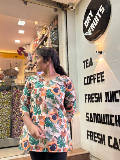 CDS001 – TropiCafe Cambric Cotton Short Top