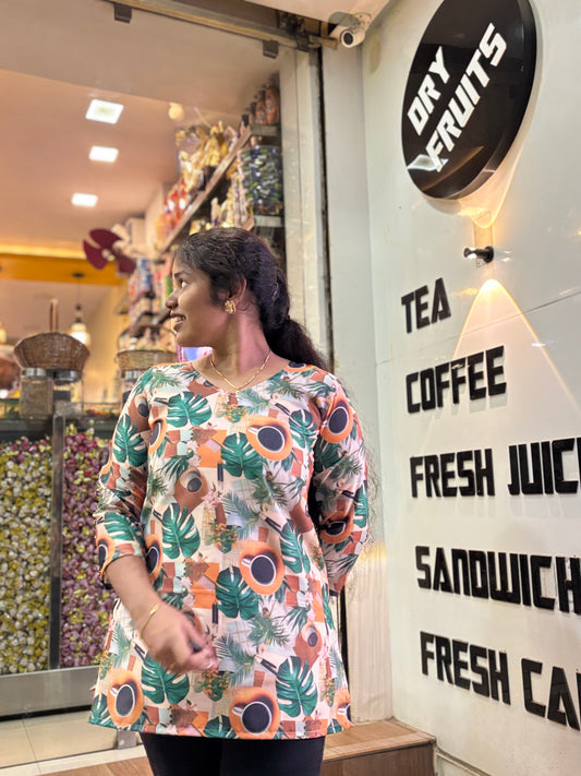 CDS001 – TropiCafe Cambric Cotton Short Top