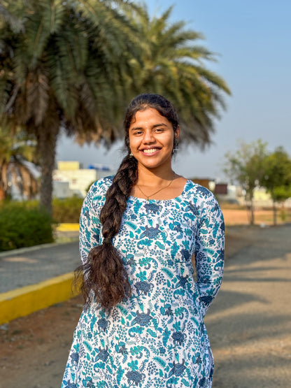 CD025 – Sky Bloom Pure Cotton Kurti