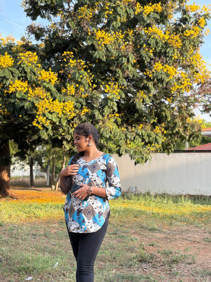 CDS002 – Indigo Block Pure Cotton Short Top