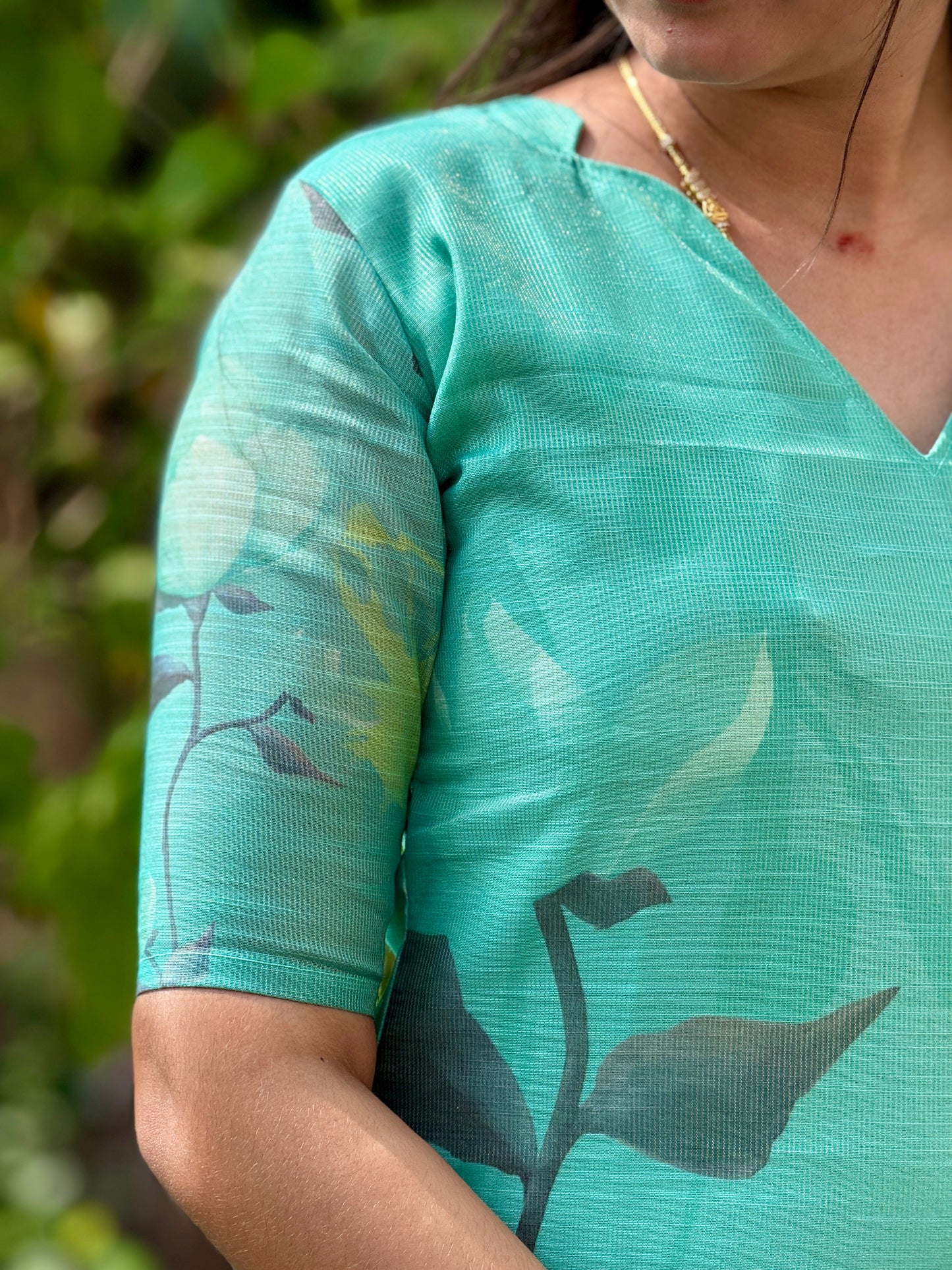 CD2P13 – Aqua Bloom Kota Tissue Kurti Set