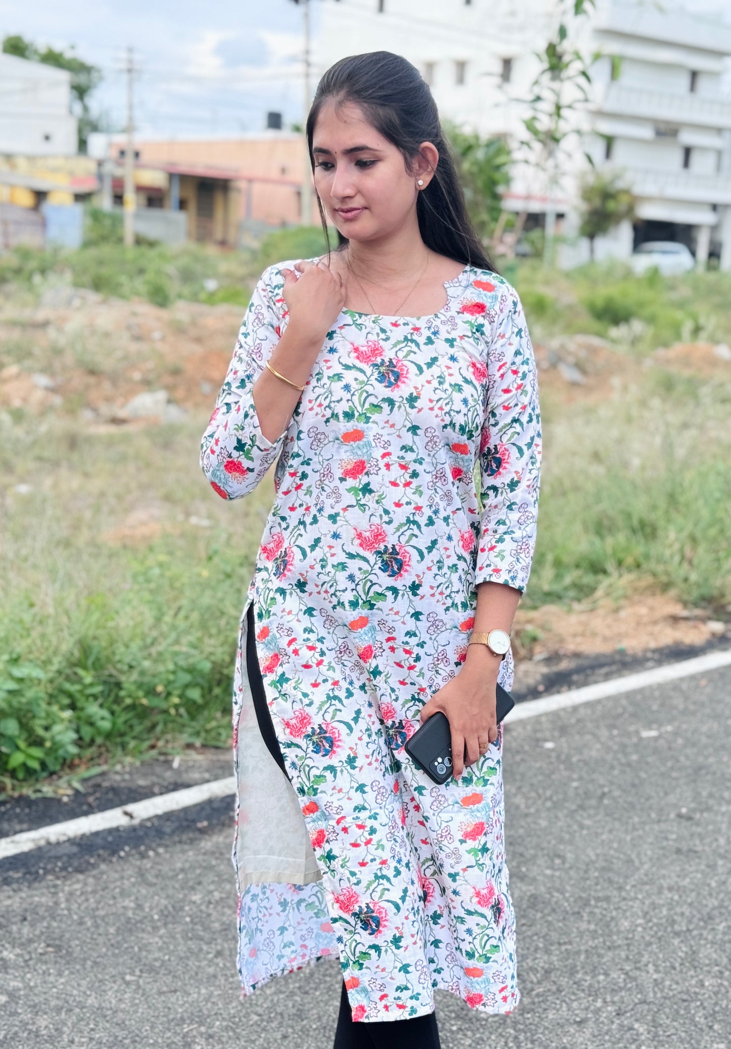 CD031 – Garden Bloom Pure Cotton Kurti