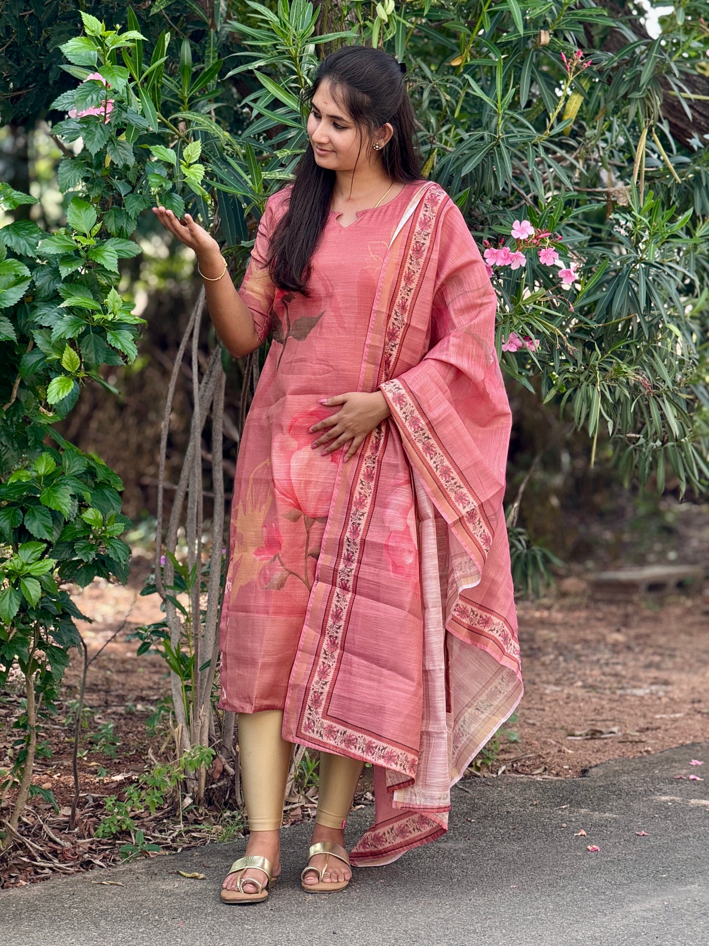 CD2P14 – Rose Blush Kota Tissue Kurti Set