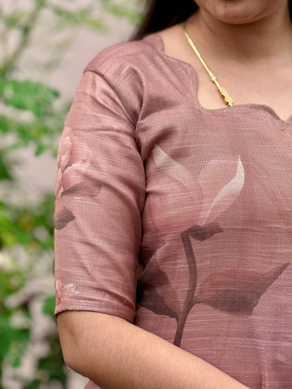 CD2P10 – Blush Petal Kota Tissue Kurti Set