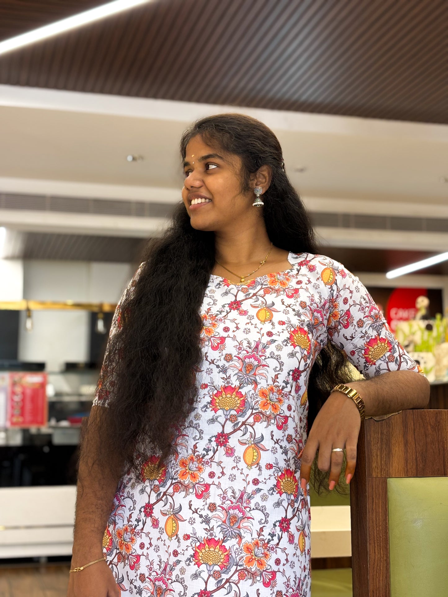 CD021 – Elegant Floral Pure Cotton Kurti