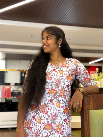 CD021 – Elegant Floral Pure Cotton Kurti