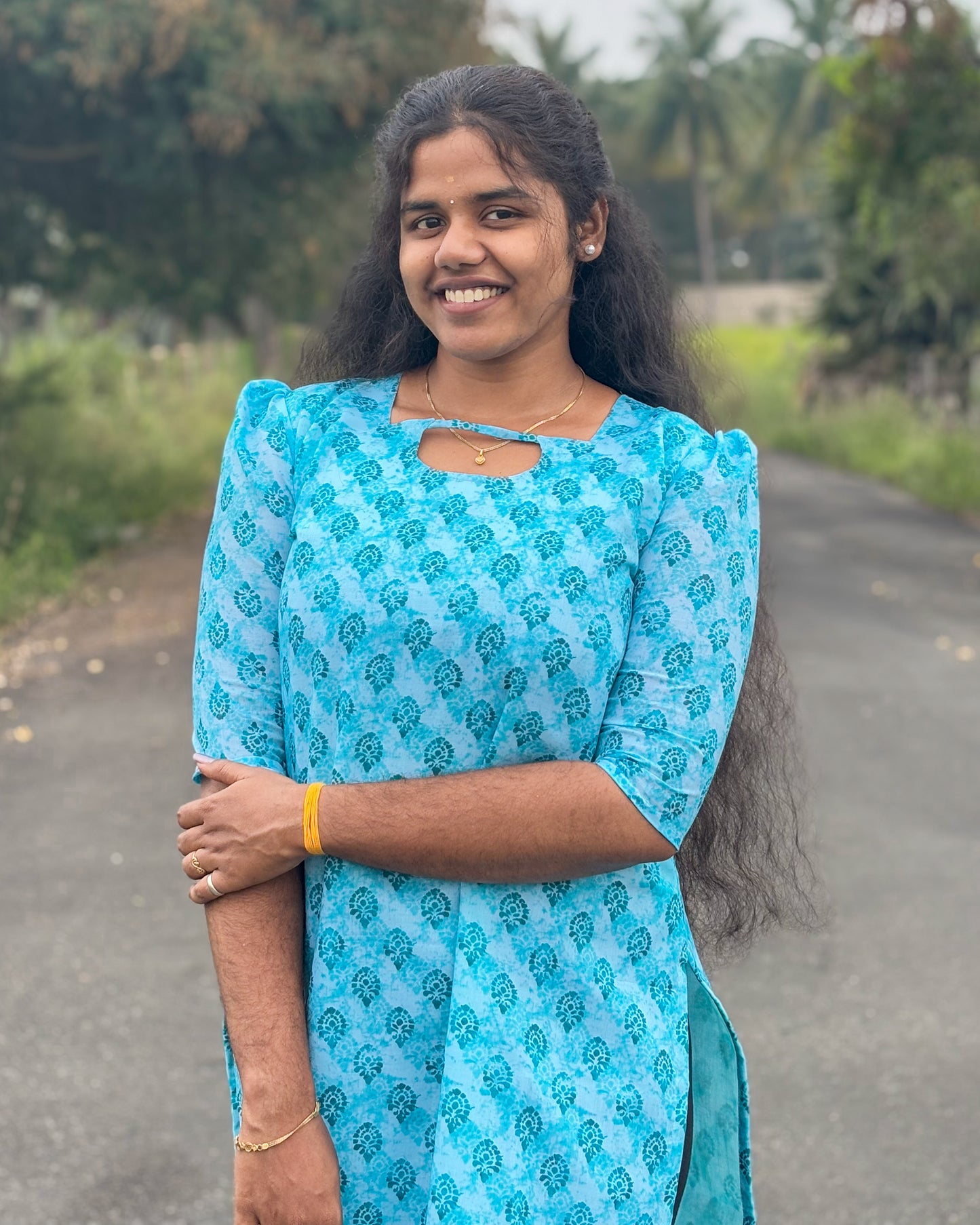 CD013 – Elegant Blue Cambric Cotton Kurti