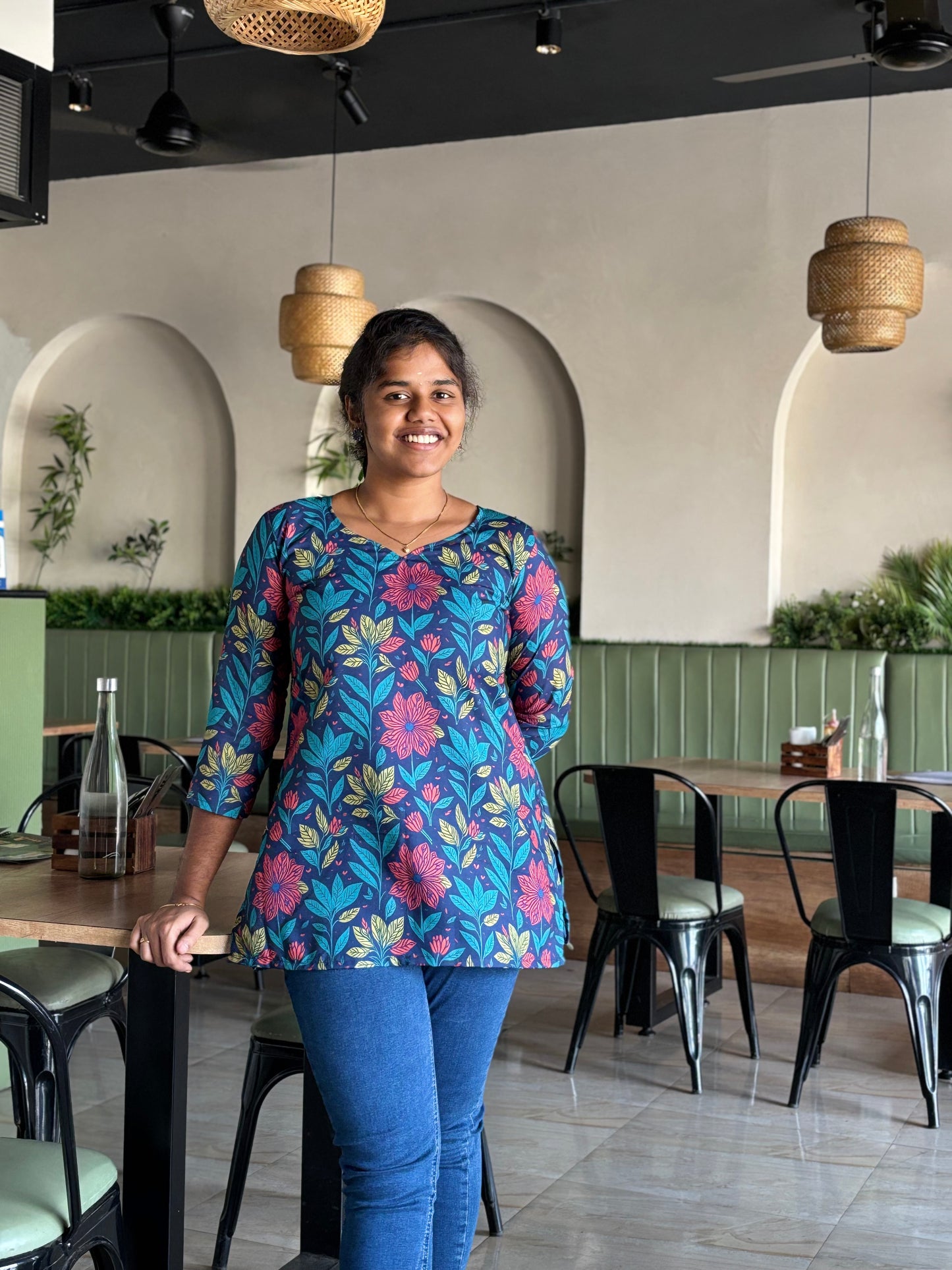 CDS004 – Midnight Garden Cambric Cotton Short Top