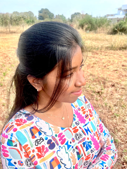 CD017 – Vibrant Abstract Pure Cotton Kurti