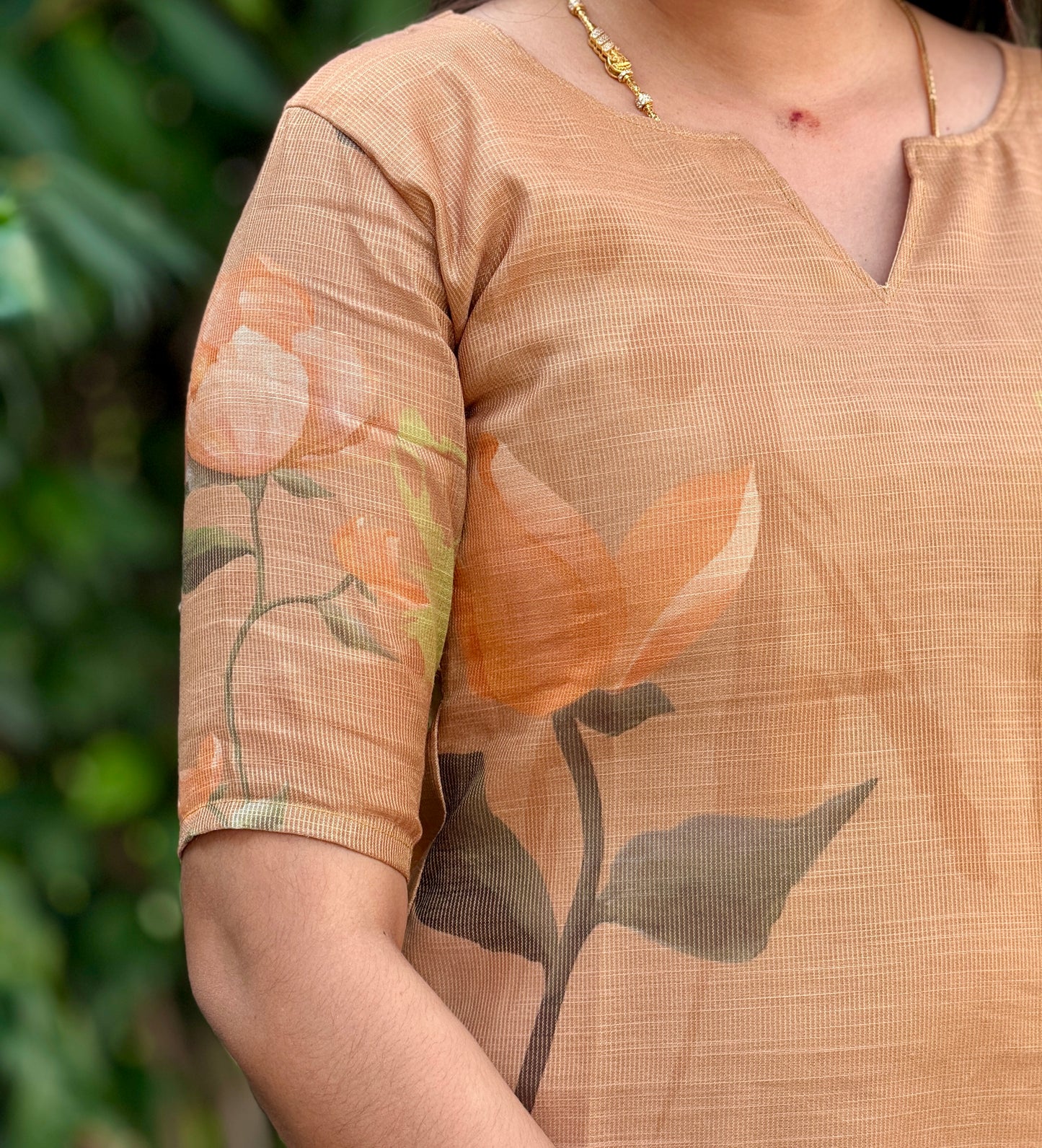 CD2P11 – Warm Sand Kota Tissue Kurti Set