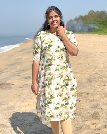 CD014 – Floral Bliss Cambric Cotton Kurti