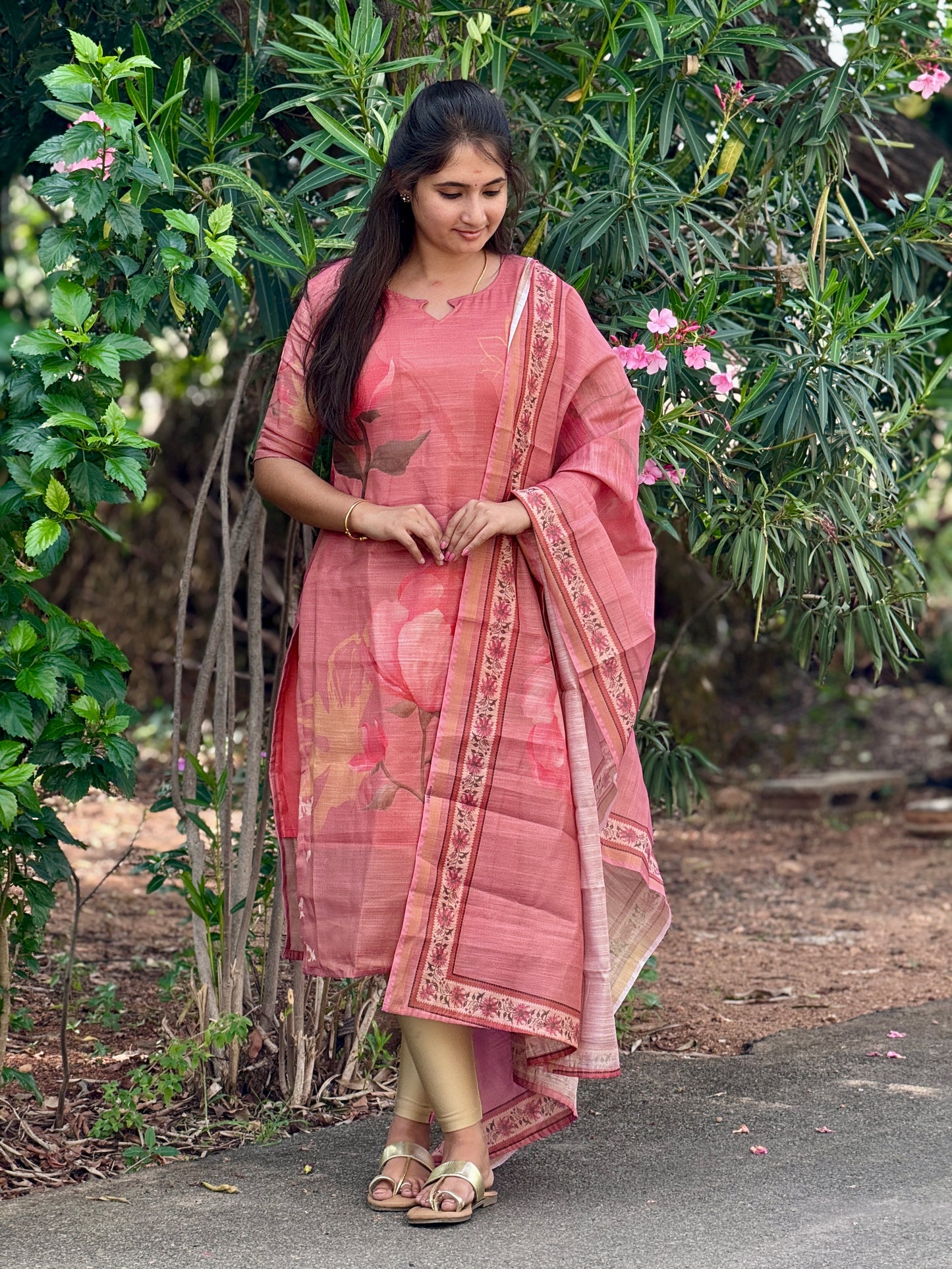 CD2P14 – Rose Blush Kota Tissue Kurti Set