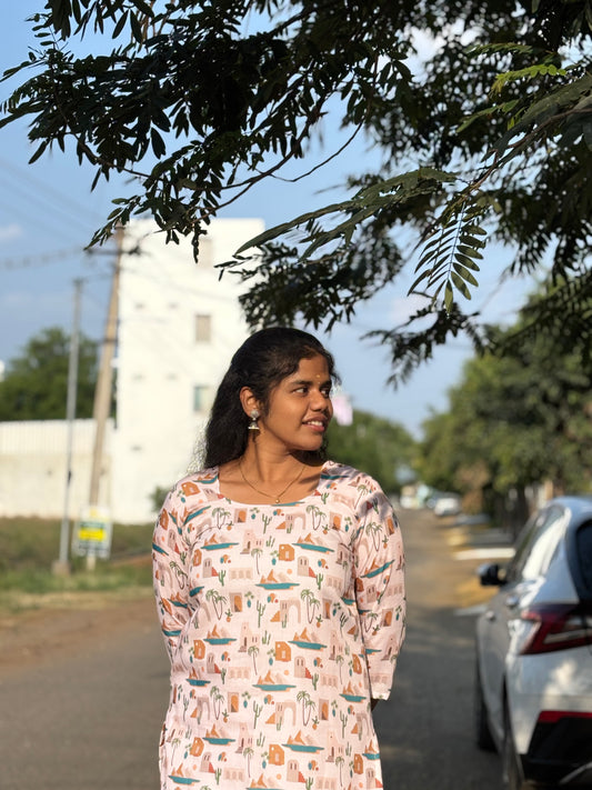 CD029 – Soft Desert Muse Cambric Cotton Kurti