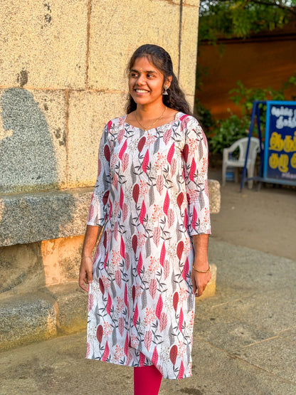 CD023 – Leaf Print Cambric Cotton Kurti