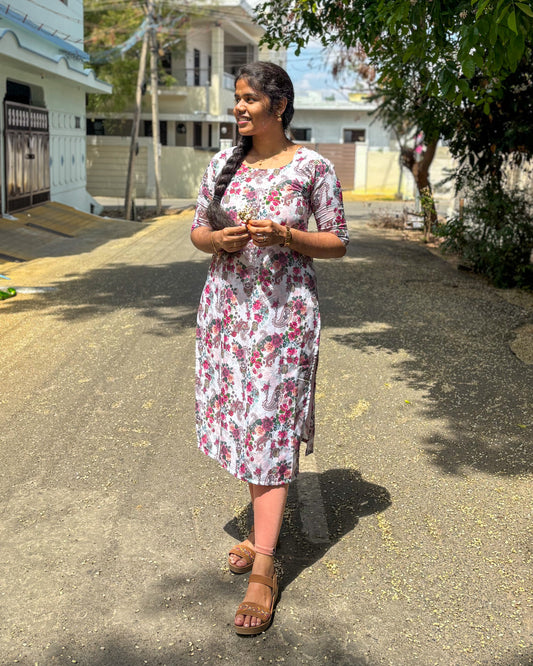 CD020 – Floral Cambric Cotton Kurti